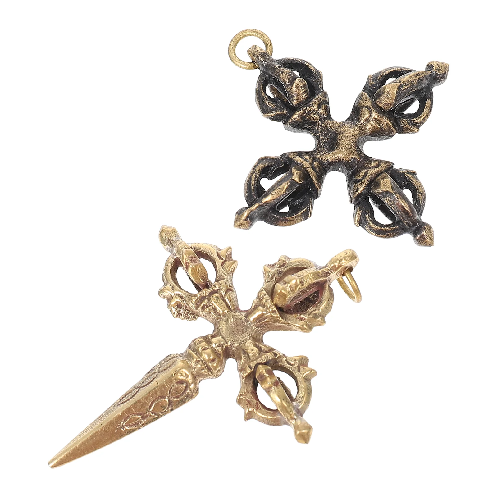 

2 Pcs Vajra Necklace DIY Pendant Creative Hand Jewelry Decorations Hanging Ornaments Pestle Copper Pendants Vintage