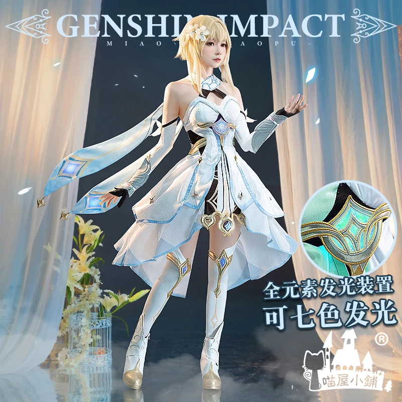 

Аниме! Костюм для косплея Genshin Impact Traveler Lumine, женский наряд на Хэллоуин, красивая форма