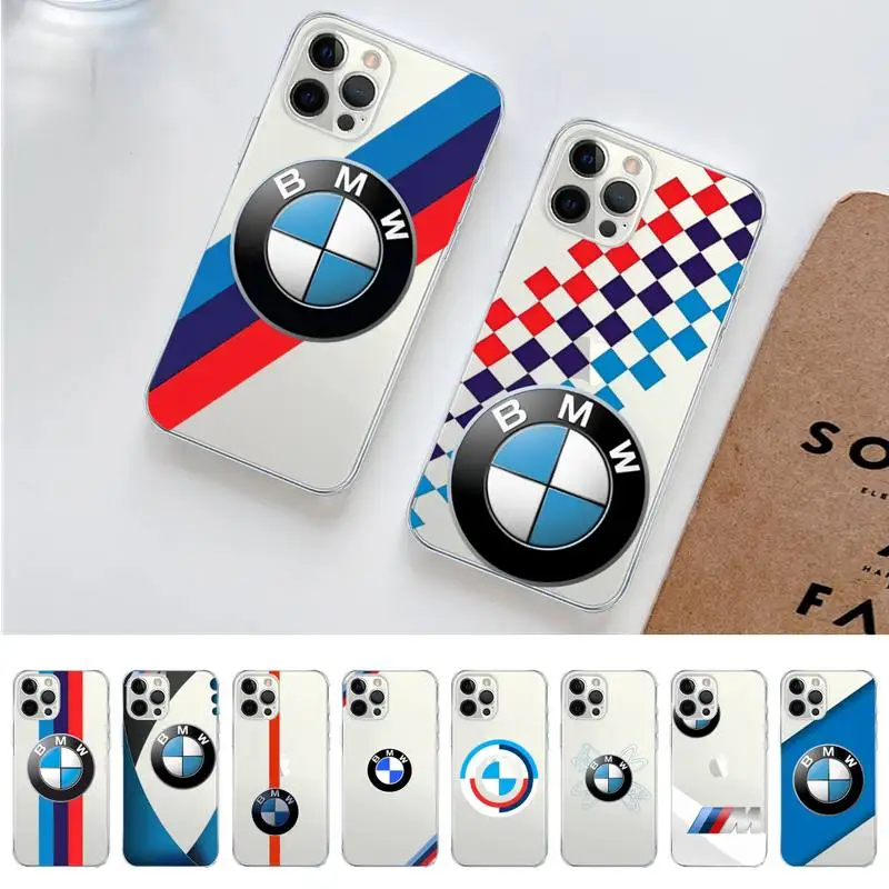 

Luxury BMW Sports Drift Car Phone Case For iPhone 14 13 12 11 Pro Max Mini X Xs XR 6 7 8 Plus SE 2020 Transparent Case