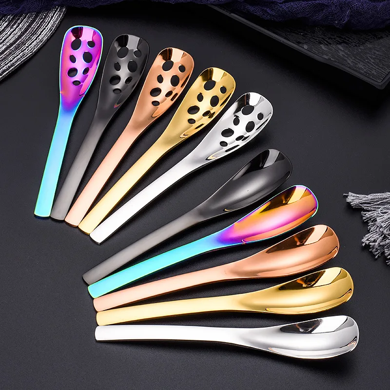 

304 Stainless Steel Small Soup Scoop Colander Durable Stirring Drink Spoon Creative Dining Cutlery Flatware Dishwasher Safe