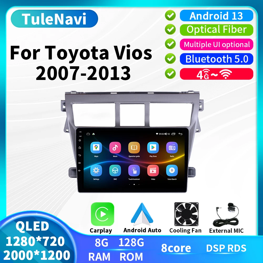 Android 8-ядерный автомобильный радиоприемник GPS для Toyota VIOS 2007 - 2013 Автомобильный видео плеер, мультимедийная навигация