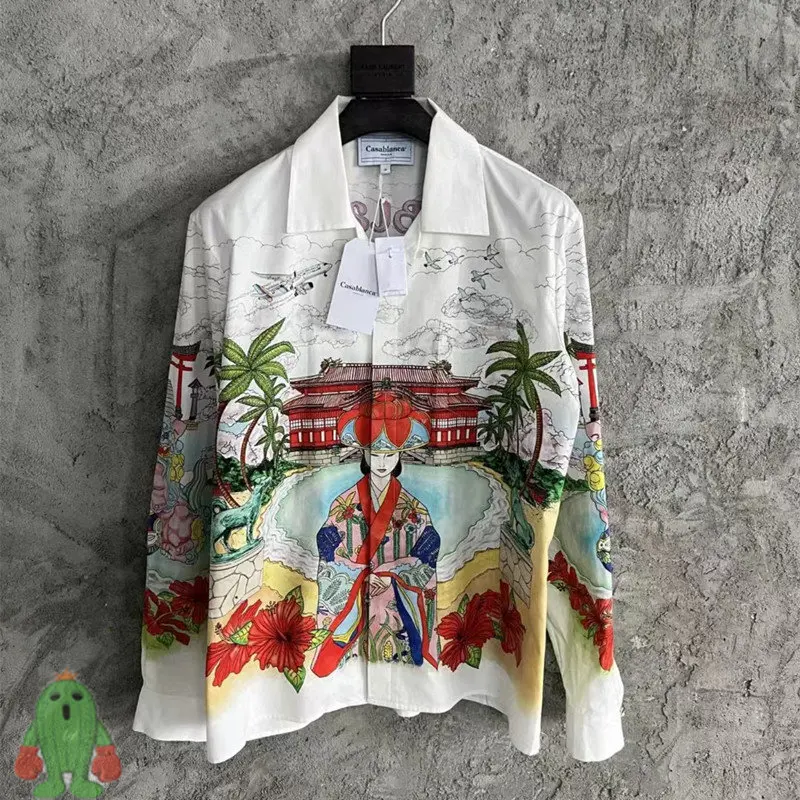 

High Quality Palace maid Print CASABLANCA Shirts Men Women Beach Hawaiian Long Sleeve Shirt