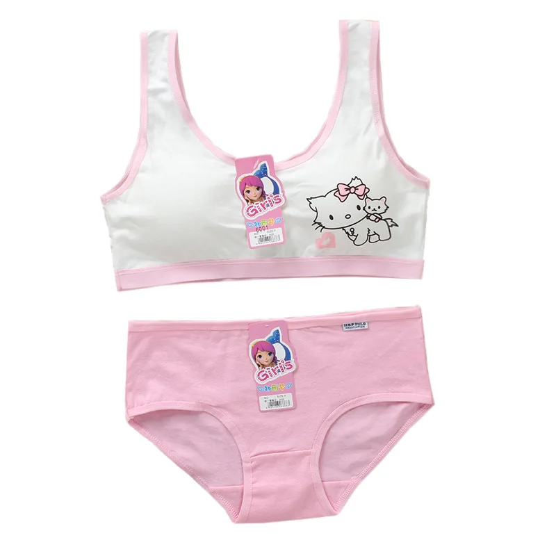 

Teenage Girls Bra and Panty Sets Girls Cute Cotton Training Bra Panties Kids Sports Bra Teen Underwear Set Puberty Lingerie U