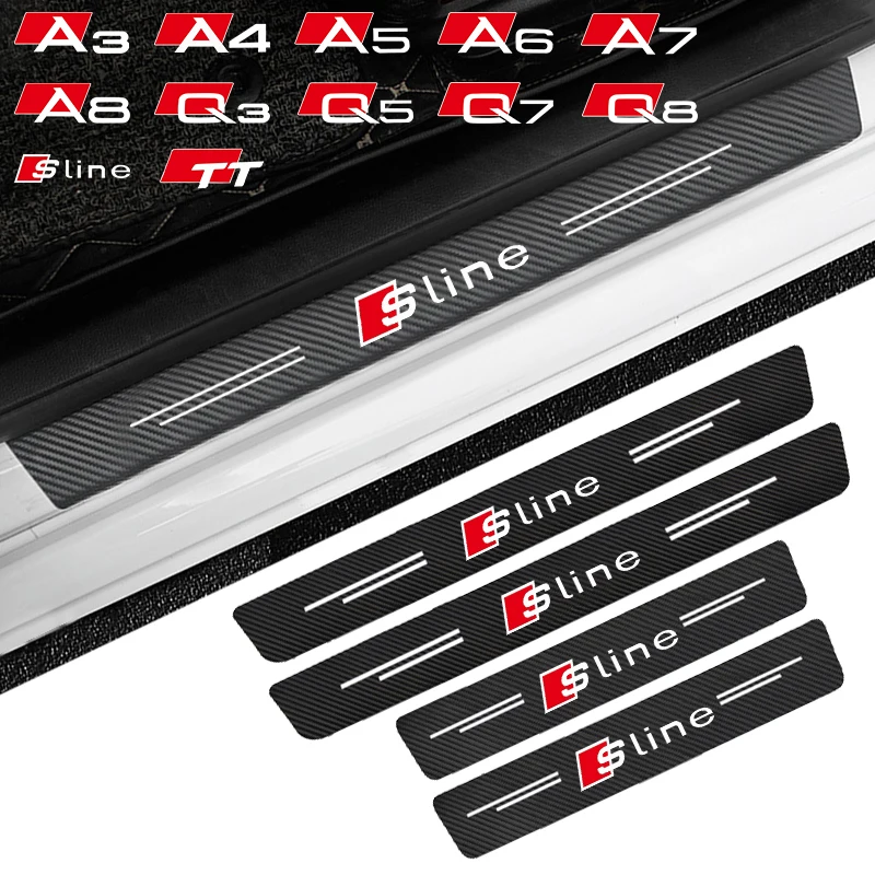 

Автомобильные аксессуары для Audi Sline TT Q8 Q3 Q5 Q7 A8 A3 A4 A5 A6 A7, 4 шт., защита порогов автомобильной двери, наклейка на царапины