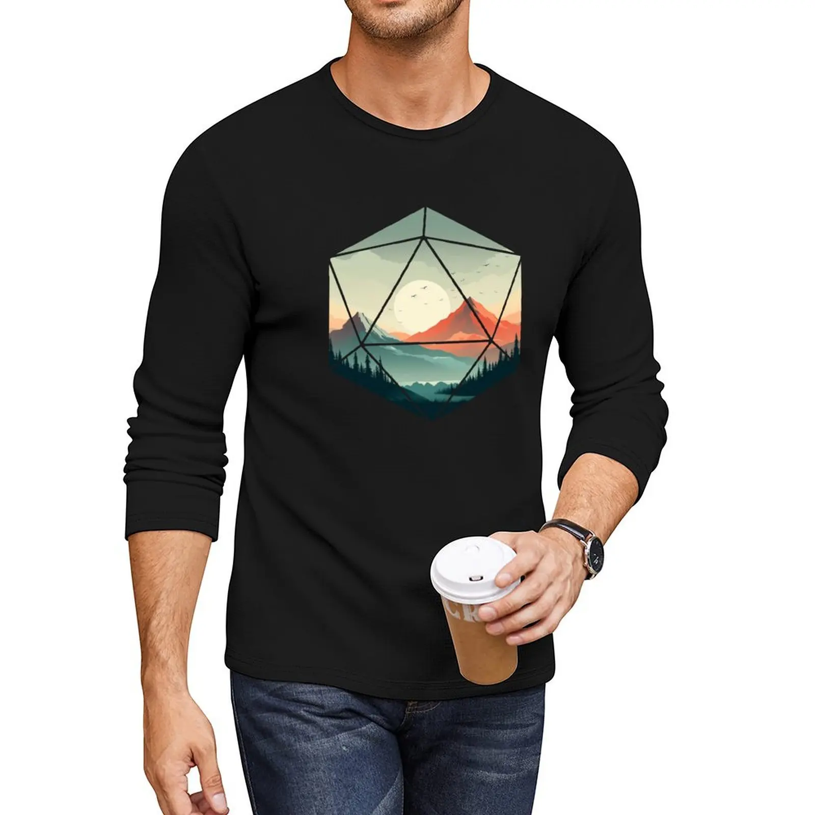 D20 Dice Art Fantasy Gaming Cool Realistic dice Long T-Shirt anime plain t shirts men