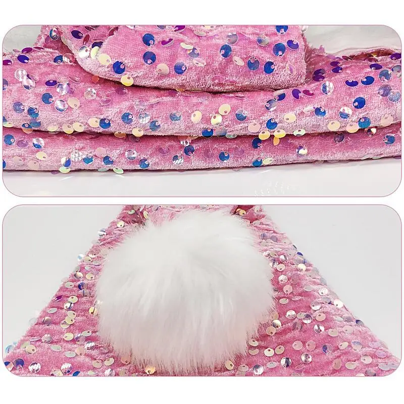 Шапка Санта-Клауса с блестками Рождественская шапка блестящими пайетками и