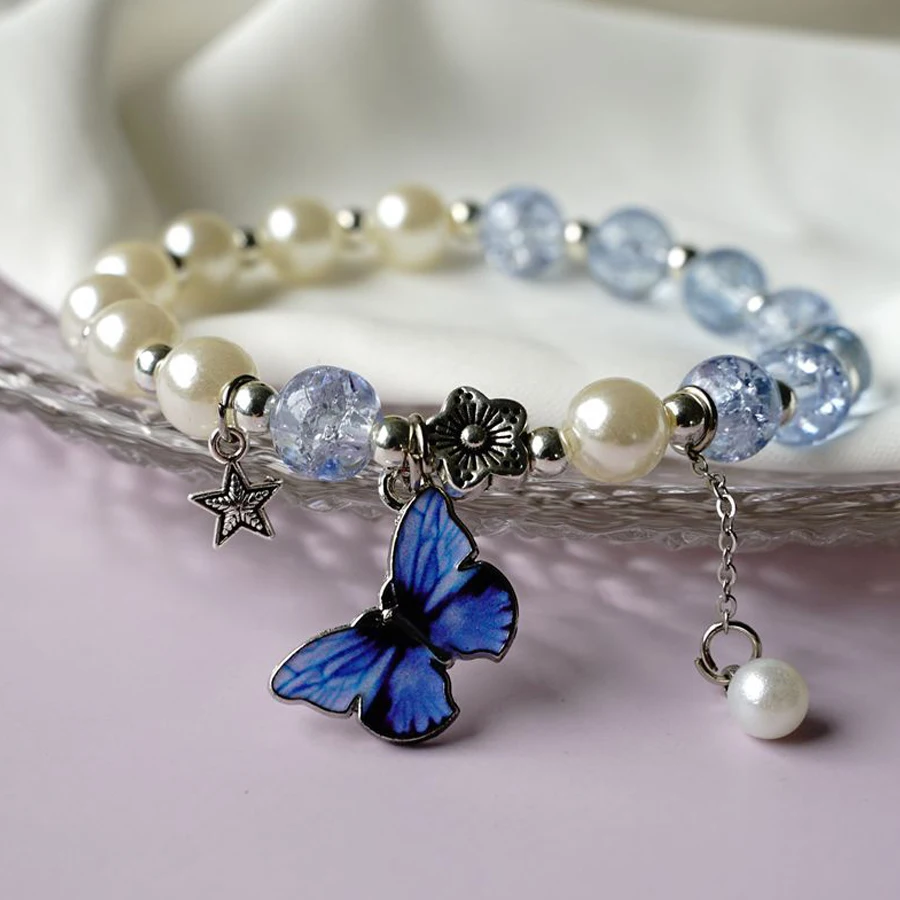 

Retro Pearl Beads Butterfly Bracelets For Women Girls Friends Starfish Bunny Animals Wrist Chains Beaded Bracelet Jewlery