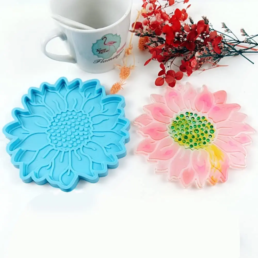 

DIY Crafts Home Decoration Casting Tool Handcraft Sunflower Coaster Epoxy Resin Mold Cup Mat Pad Silicone Mould