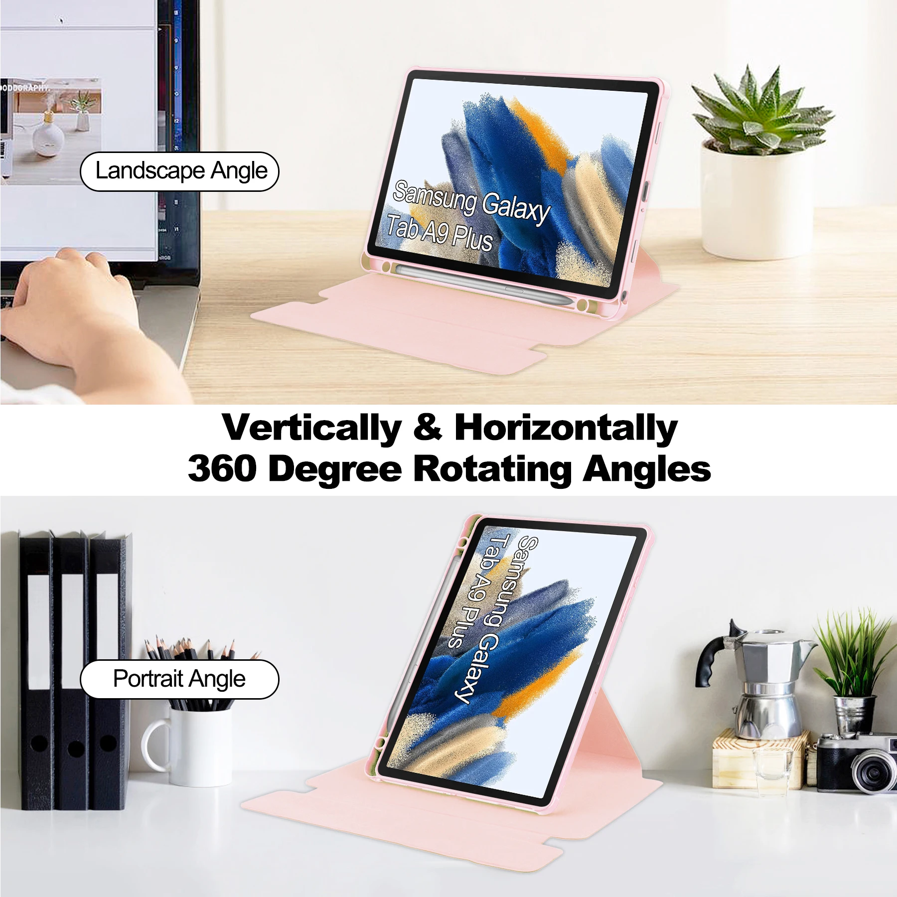Кожаный чехол для Samsung Galaxy Tab A9 Plus SM-X216 SM-X210 планшетов прозрачный 360 ° Вращающаяся