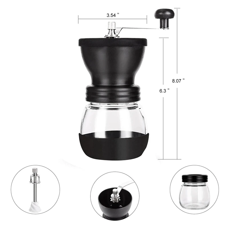 

New Manual Coffee Bean Grinder With Ceramic Burr, Hand Coffee Grinder Mill For Drip Coffee, Espresso, French Press