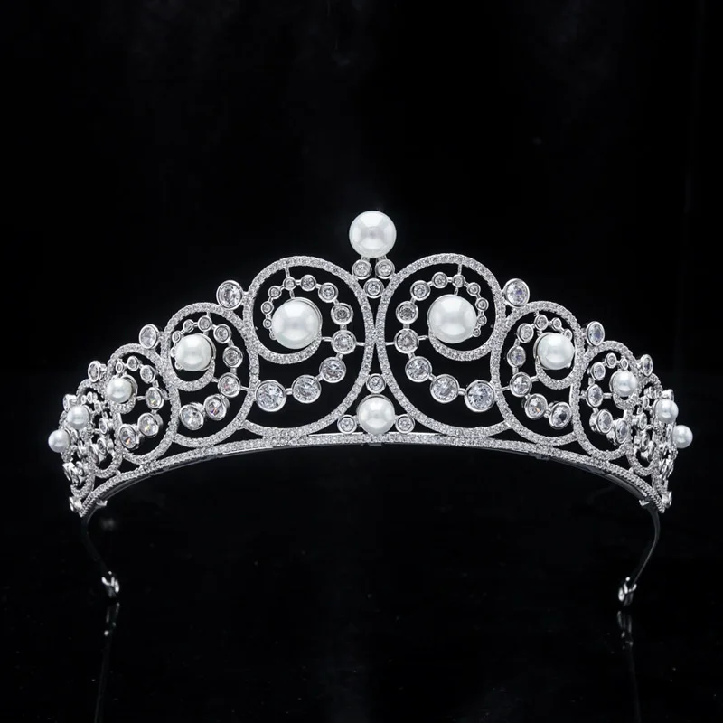 

New Korean Sweet Bridal Wedding Pearl Zircon Crown High-End Affordable Luxury Wedding Headdress Princess Crown Hair Accessories