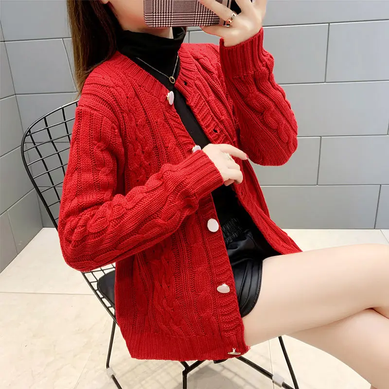 

Женский винтажный свитер в полоску, свободный трикотажный кардиган с длинным рукавом и круглым вырезом, универсальная куртка, модель N02, 2021