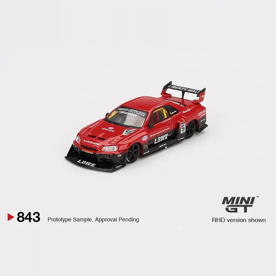 Фото MINI GT 1:64 Nissan LB-ER34 SKYLINE 843, литая миниатюрная модель из сплава, украшение для взрослых, игрушка для мальчиков, детский праздничный подарок на день рождения №2