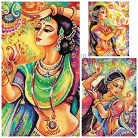 5d diy diamond painting girls indian full squareround classical embroidery dance 3d cross stitch kits mosaic handmade art