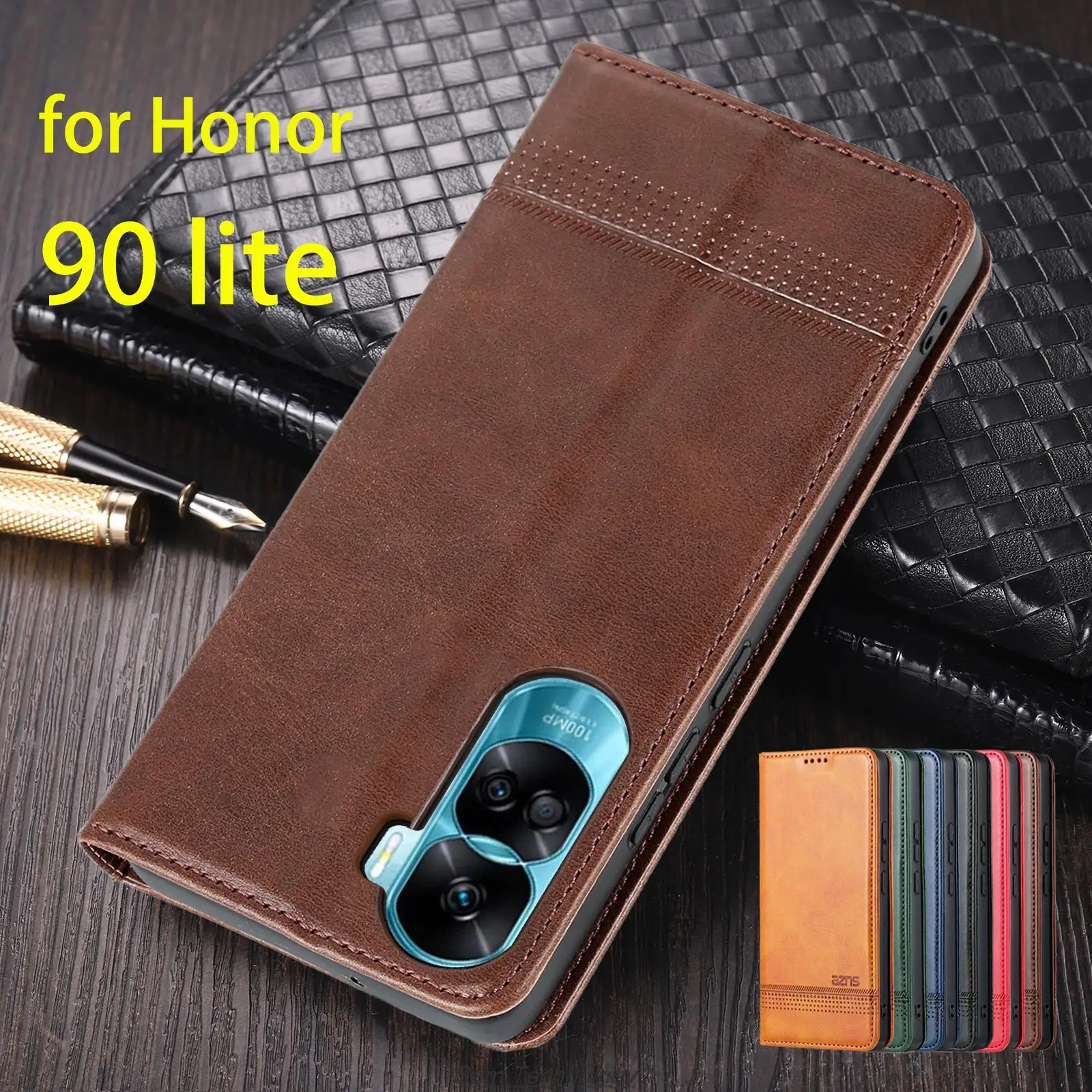 

Deluxe Magnetic Adsorption Leather Fitted Case for Huawei Honor 90 lite Flip Cover Protective Case Capa Fundas Coque