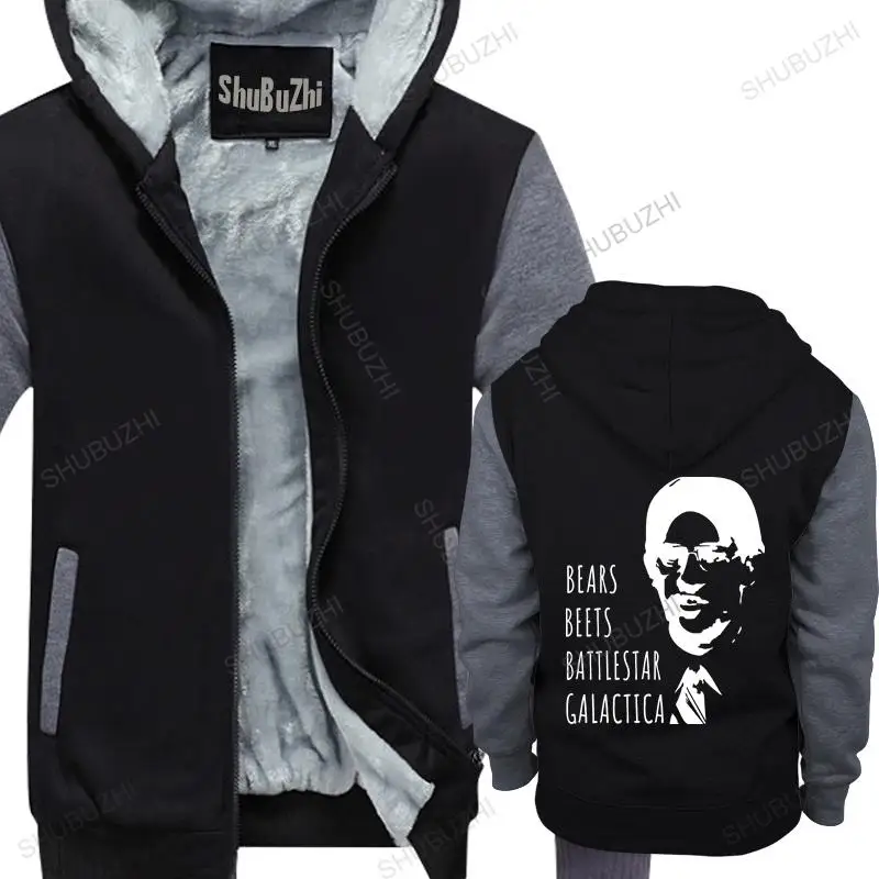 

warm black hoody Bears Beets Battlestar Galactica hoodies Jim Halpert Office hoodie Dwight Schrute male thick hoodies euro size