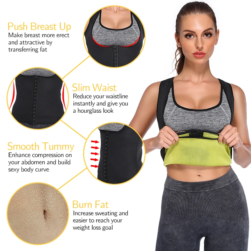 Workout Waist Trainer Vest Corset for Women Weight Loss Training Cincher Body Shaper Slimming Tops Sauna Sweat Compression Shirt