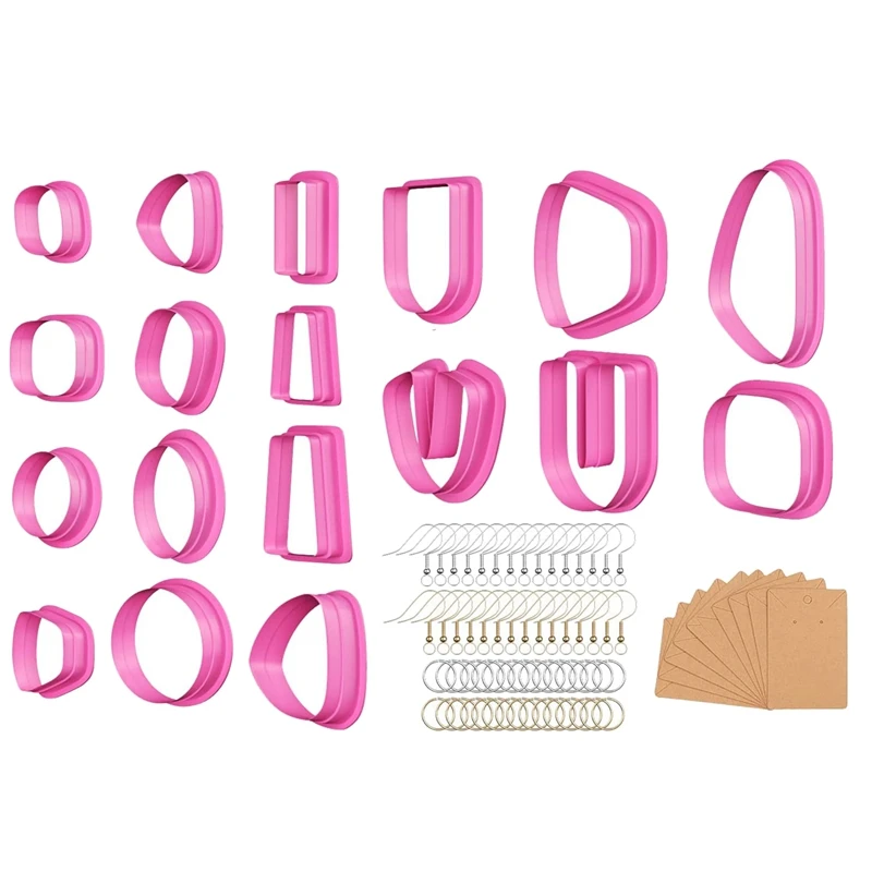 

Polymer Clay Cutters,18Pcs Different Shapes Clay Cutters With Kraft Paper Cards,Earring Hooks,Small Jump Rings