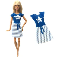 nk official 1 pcs fashion blue skirt star pattern dress for barbie 16 bjd sd doll clothes accessories play house dressing up