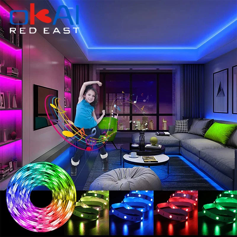 

Светодиодная лента RGB с декоративной подсветкой, ночсветильник для спальни, светящаяся USB-гирлянда s, цветсветильник свет с праздничным укра...