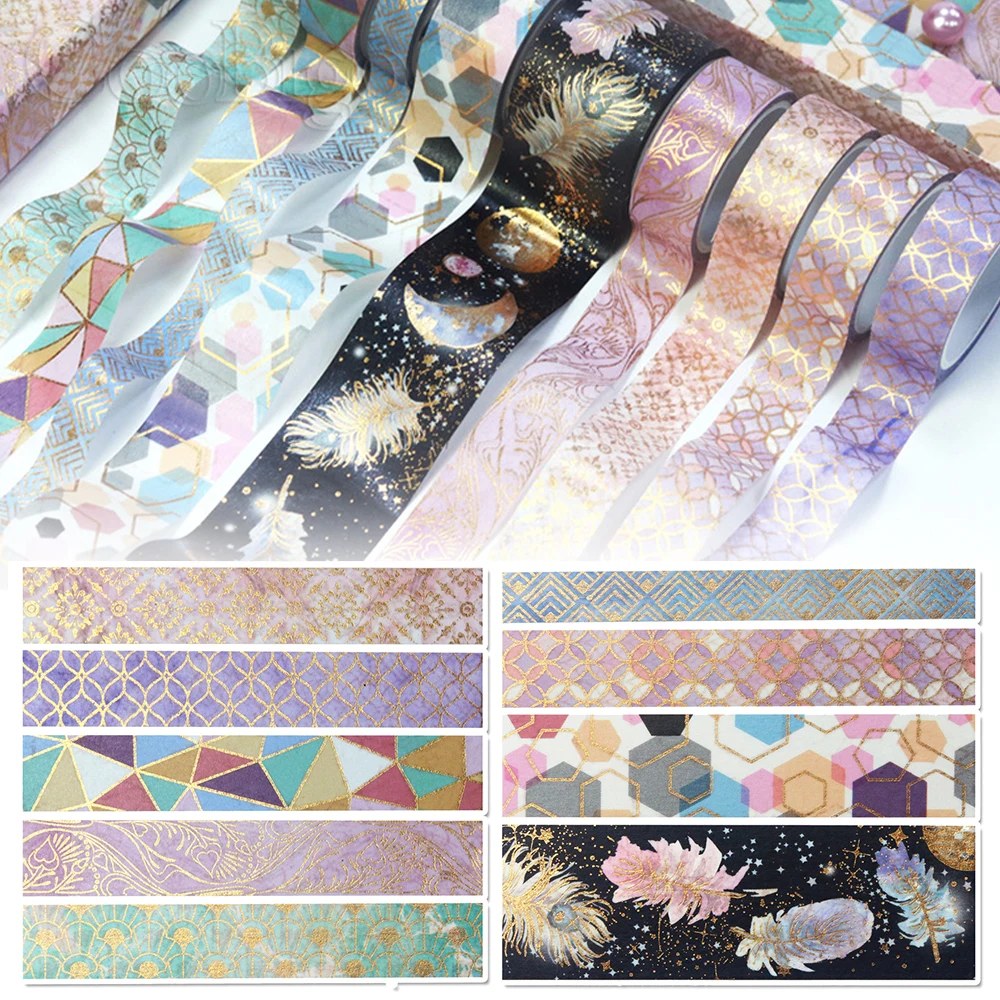 Kawaii folia zestaw taśm Washi papierowa naklejka notatnik Scrapbooking pamiętnik Planner estetyczne artykuły papiernicze szkolne 9 rolek/partia