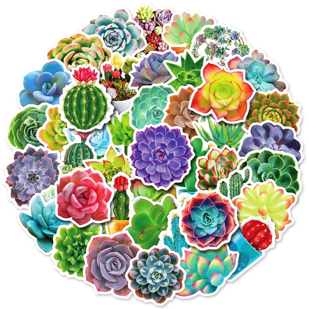 

10/30/50PCS Cartoon Green Plants Succulent Creative Personality Graffiti Stickers Luggage Refrigerator Laptop Computer Wholesale