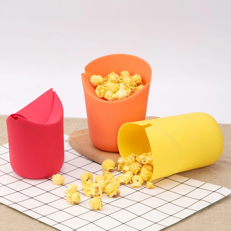

Popcorn Bucket Popcorn Microwave Foldable Red Silicone High Quality Kitchen Easy Tools DIY Popcorn Bucket Bowl Maker Kitchen