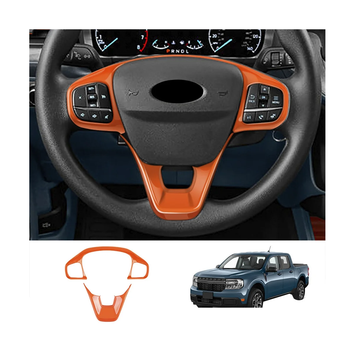 

For Ford Maverick 2022 2023 Orange Steering Wheel Panel Cover Trim Car Interior Frame Sticker Decorative Sequins