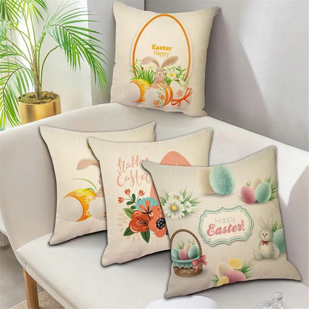 

Washable Popular Decorative Bunny Eggs Cushion Throw Cover 6 Styles Cushion Cover Soft Texture for Dorm