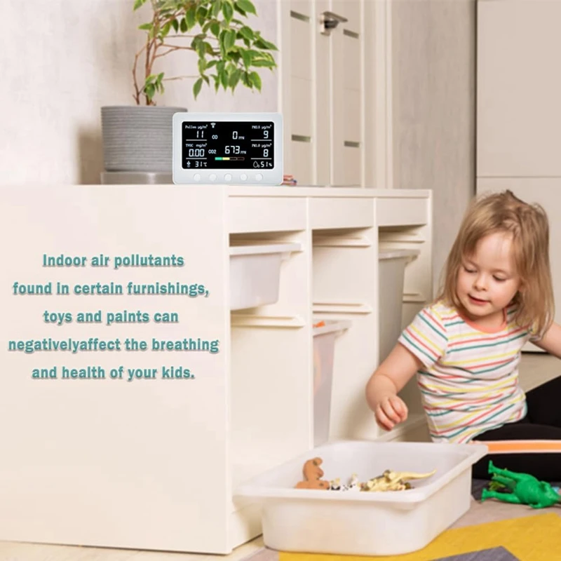 Монитор качества воздуха Wi-Fi обнаруживает пыльцы/TVOC/CO/CO2/PM2.5/1.0/Temp/RH контроллер Iot