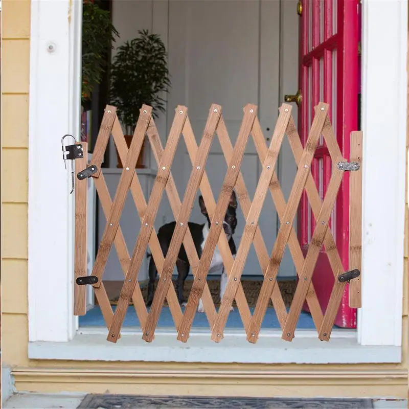 

Складные ворота для домашних питомцев, выдвижная деревянная дверь для собак и кошек, телескопический барьер для безопасности кошек, защитные ворота для щенков