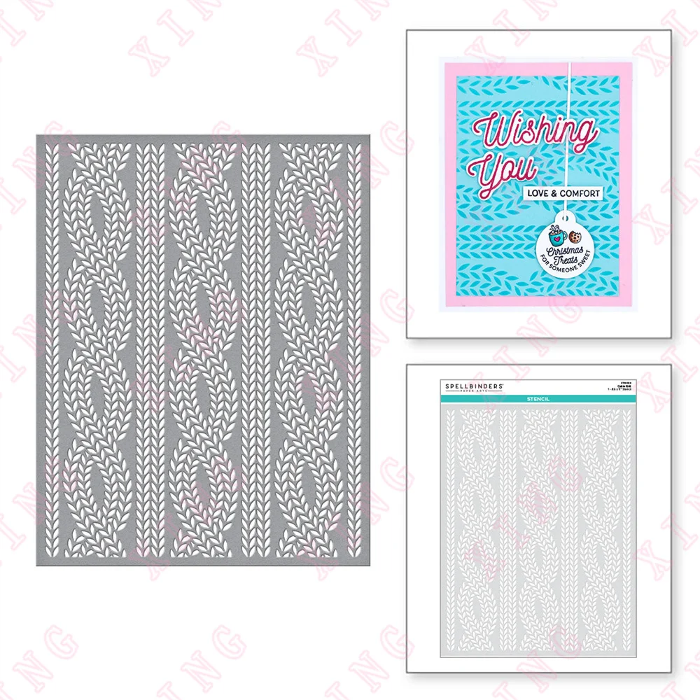 

2022 New Cable Knit Stencil Painting Scrapbook Decoration Coloring Embossing Molds Diy Handmade Craft Reusable Layering Stencils