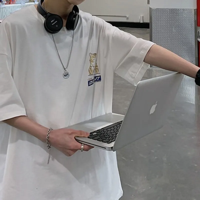 

Y2k Clothes Cartoon Graphic Short Sleeve Tshirt Harajuku Baggy Casual Japanese Style Men's Gym Clothing Omori Emo Essentials