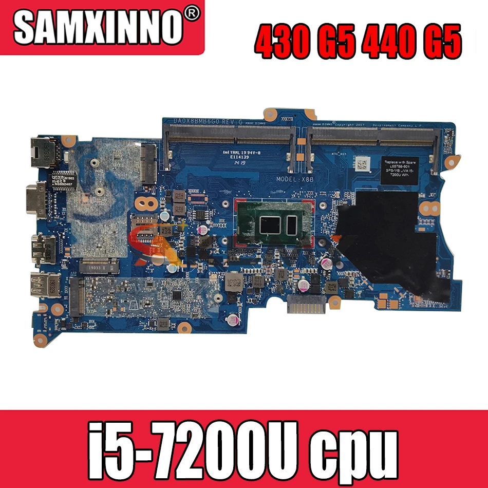 

For HP ProBook 430 G5 440 G5 Laptop Motherboard DA0X8BMB6G0 DA0X8BMB6F0 L05788-601 L05788-001 mainboard W/ i5-7200U