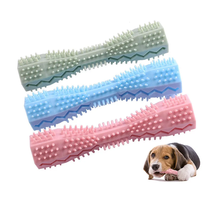 

Dog Toothbrush Durable Dog Chew Toy Stick Soft Rubber Tooth Cleaning Point Massage Toothpaste Pet Toothbrush Molar Pet Supplies