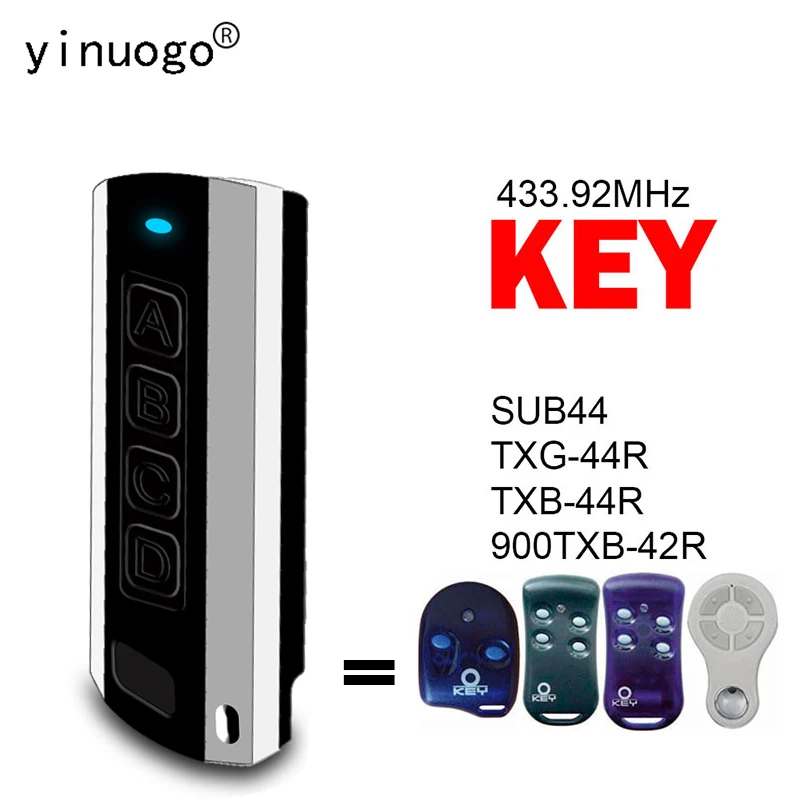 

For KEY SUB44 TXG-44R TXB-44R 900TXB-42R Garage Door Opener Remote Control 433.92MHz Rolling Code 4 Buttons KEY Remote Control