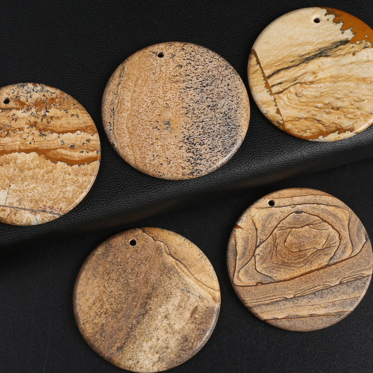 

5 PCS Wholesale Charm Natural Picture Stone Round Pendant 50x50mm DIY Jewelry Making Necklace Earrings Accessories Gifts
