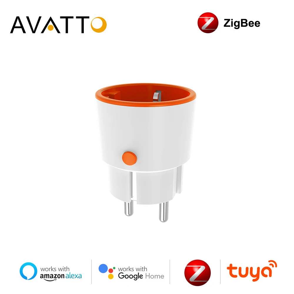 Розетка AVATTO Zigbee, Евророзетка с монитором, 16 А/3680 Вт
