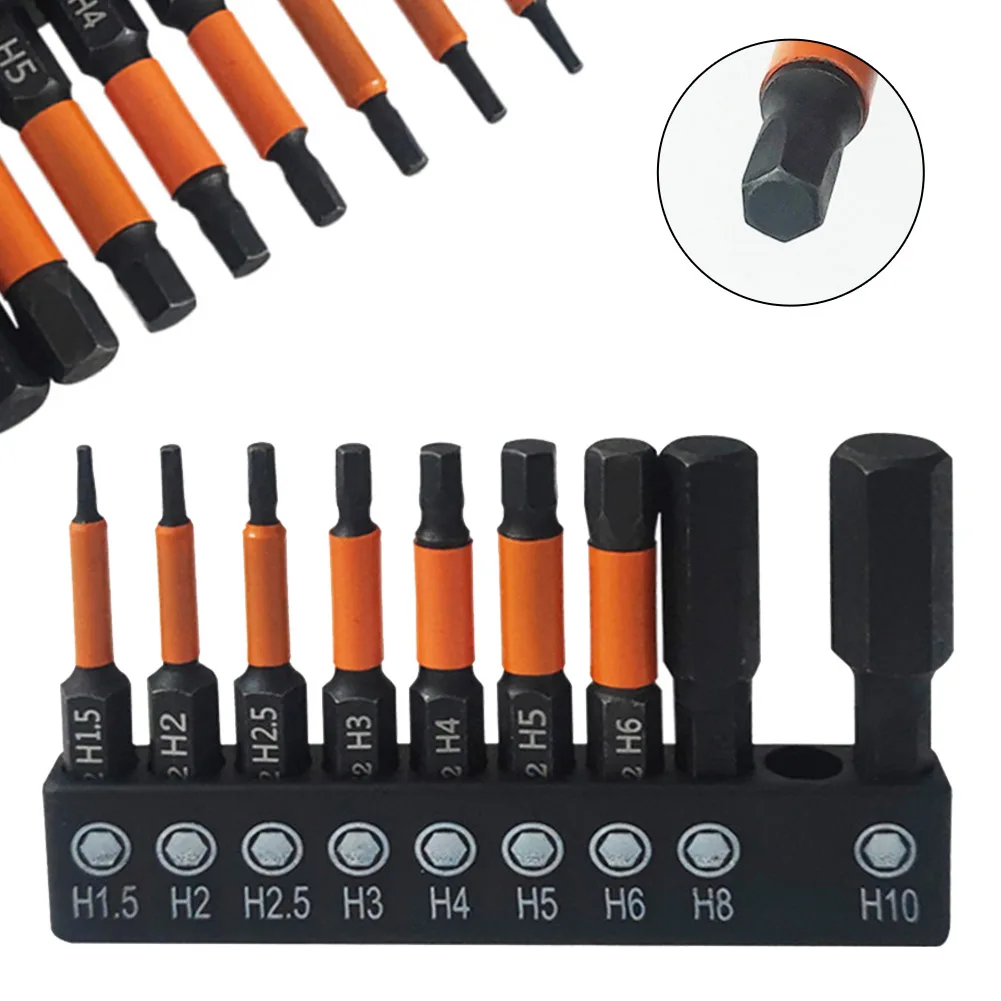

9pcs Hexagon Screwdriver Bit Set Quick Change Impact Driver Power Drill Magnetic Screwdriver H1.5 H2.5 H3 H4 H5 H6 H8 H10