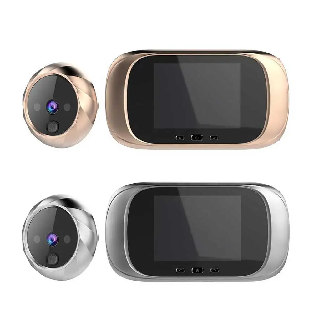 

LCD Color Screen Digital Doorbell High-definition 90 Degree Door Eye Doorbells Outdoor Doors Bell Long Standby Gold