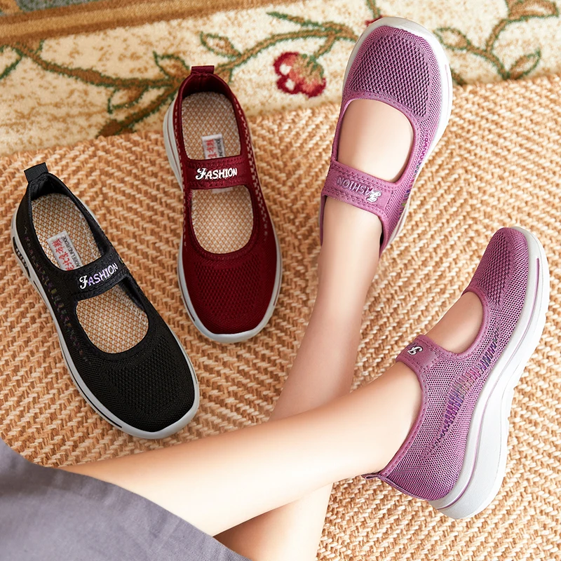 

Summer Elegant Women's Sneakers Breathable Cotton Shoes Loafers Tennis Female Soft Mom Working Outdoor Shoes Female Flats