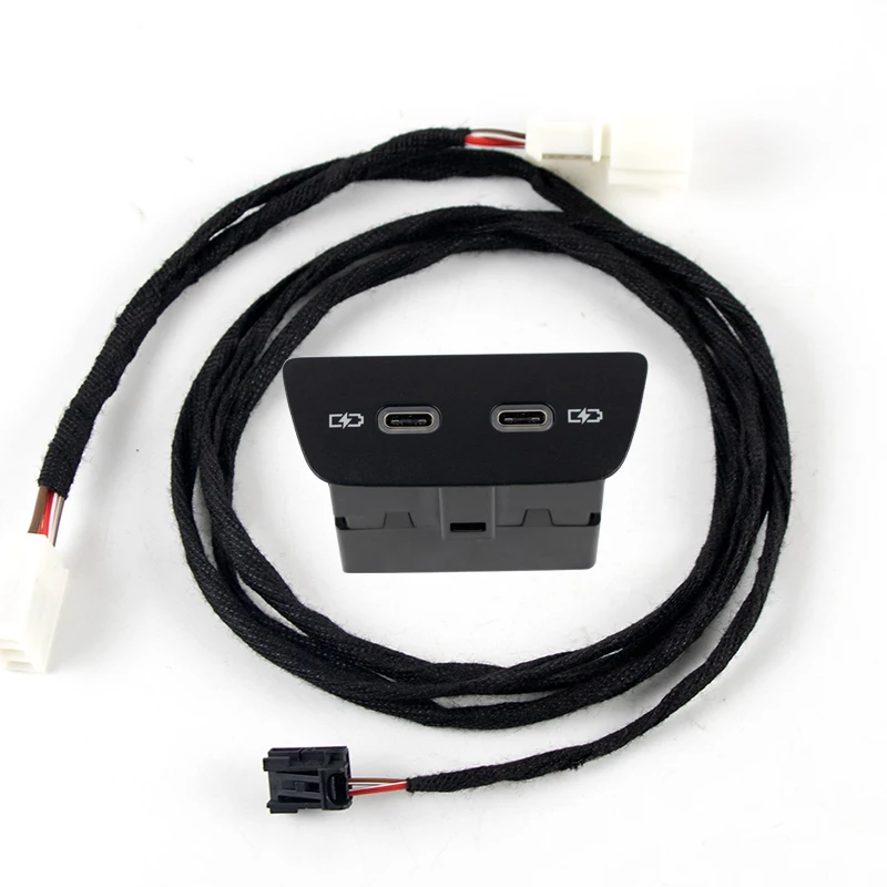 Фото Разъем USB Type-C для задней зарядки 2G6 035 954 для VW Golf 8 MK8 Polo T-CROSS ID3, новый интерфейс Type-C с двумя отверстиями №1