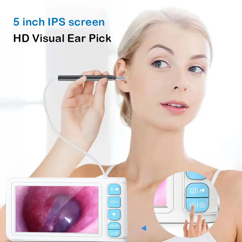 P90 Clear digital otoscope with camera diameter 3.9mm 5inches screen camera auto repair application ear oral nose inspection