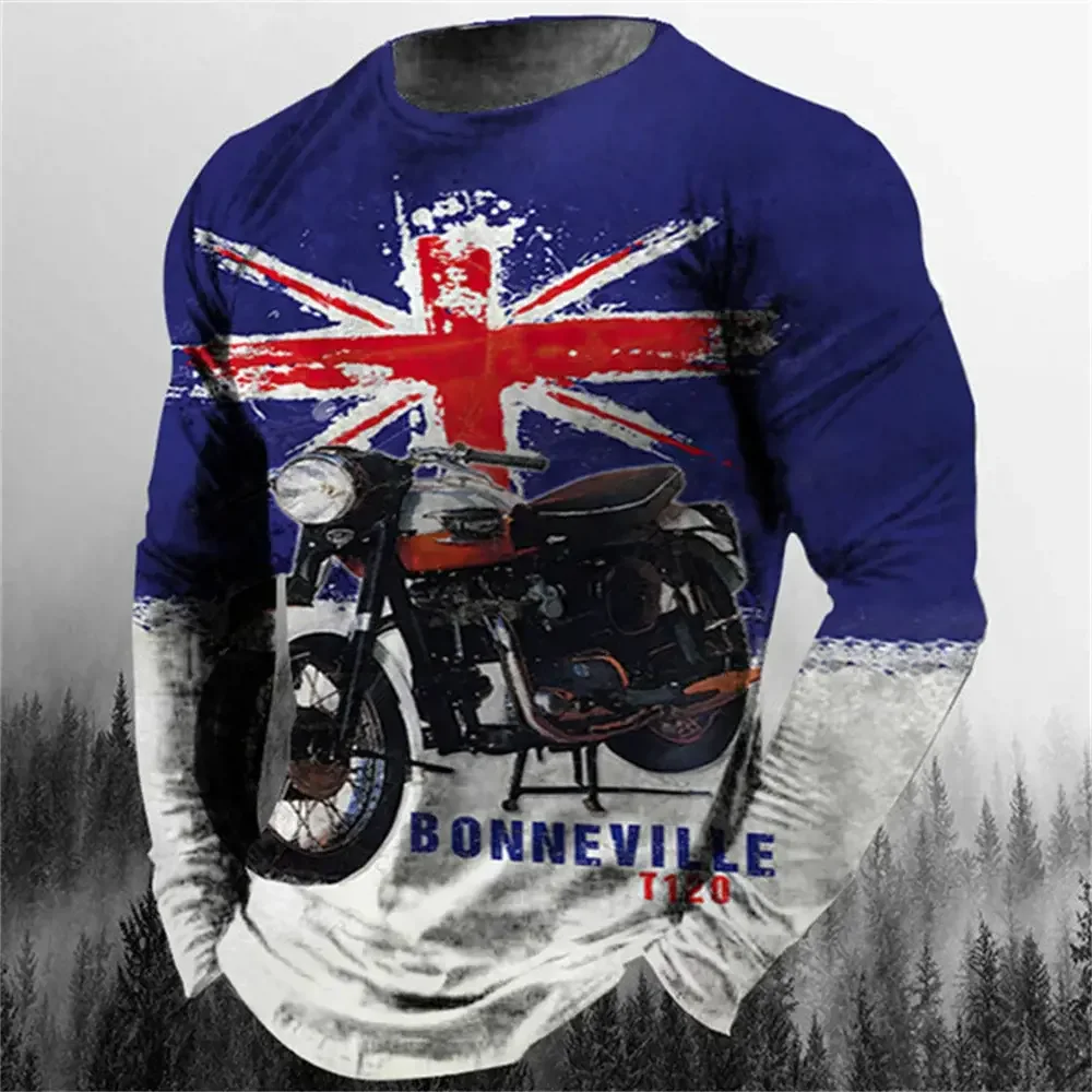 Футболка мужская хлопковая с длинным рукавом винтажная Байкерская тенниска 3D