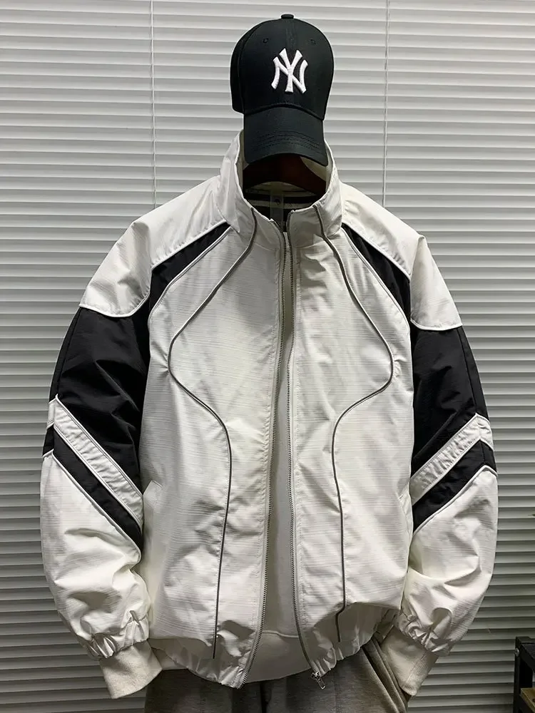 Модная брендовая мужская куртка с воротником-стойкой цветная блокировка