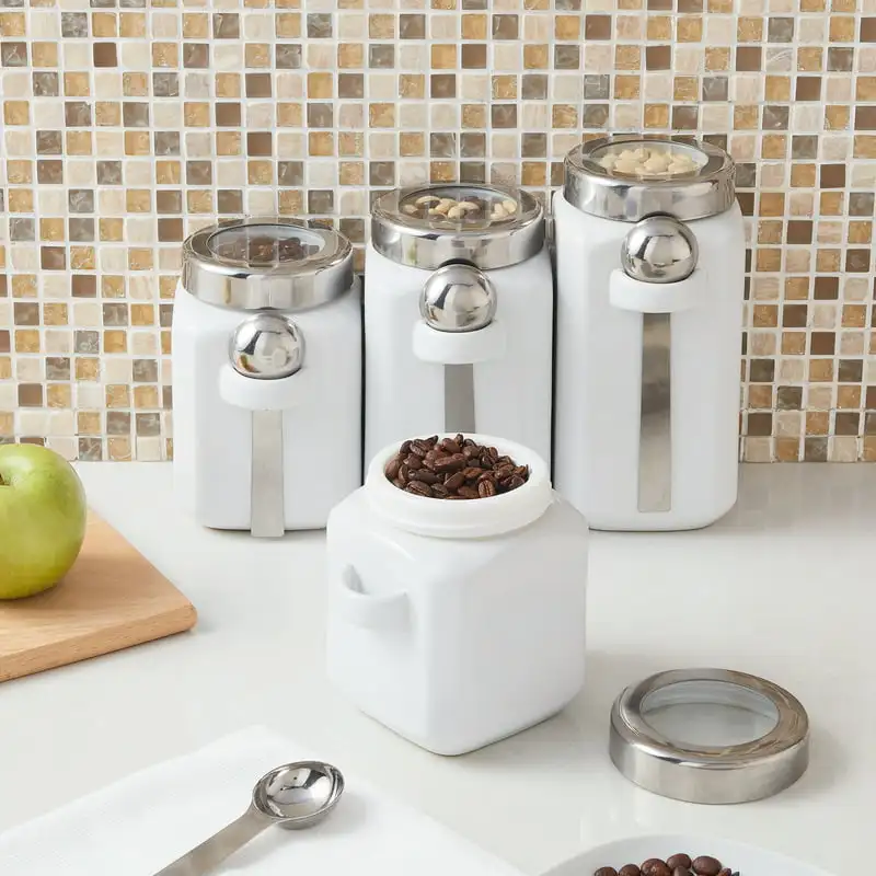 

Luxurious Arctic White Canister Set for Your Home Pantry Storage & Organization.