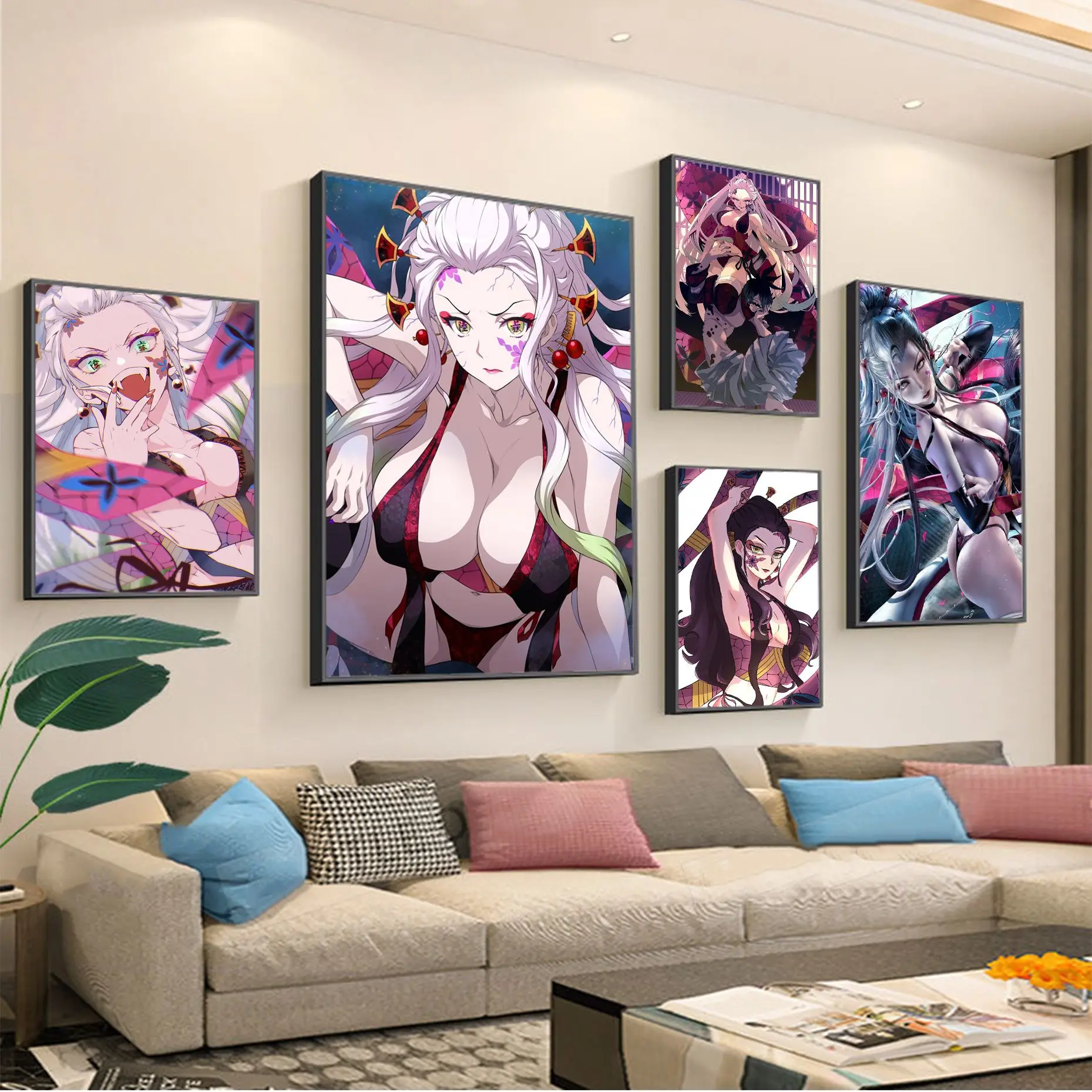 

Demon Slayer Daki Anime Movie Sticky Posters Decoracion Painting Wall Art White Kraft Paper Home Decor