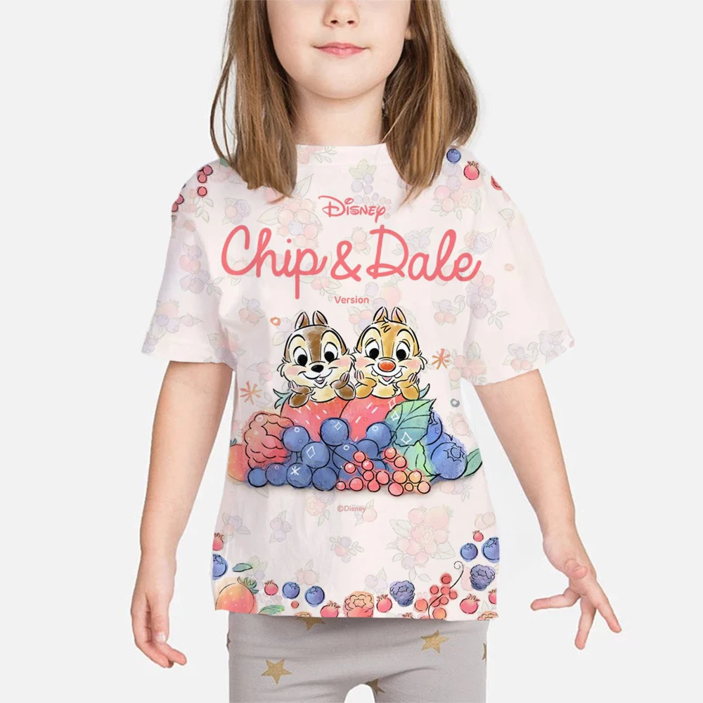 

Футболка для девочек и мальчиков, с коротким рукавом и принтом «Чип и Дейл»