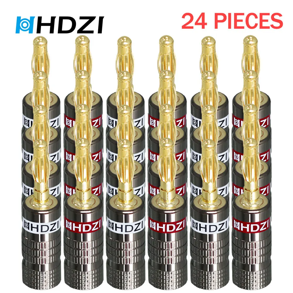 

HHDZI Amplifier Hi-Fi Gold Plated Banana Plug AV Receiver Radio Audio Wire Cable Screw Connector 12 Pairs / 24 pcs