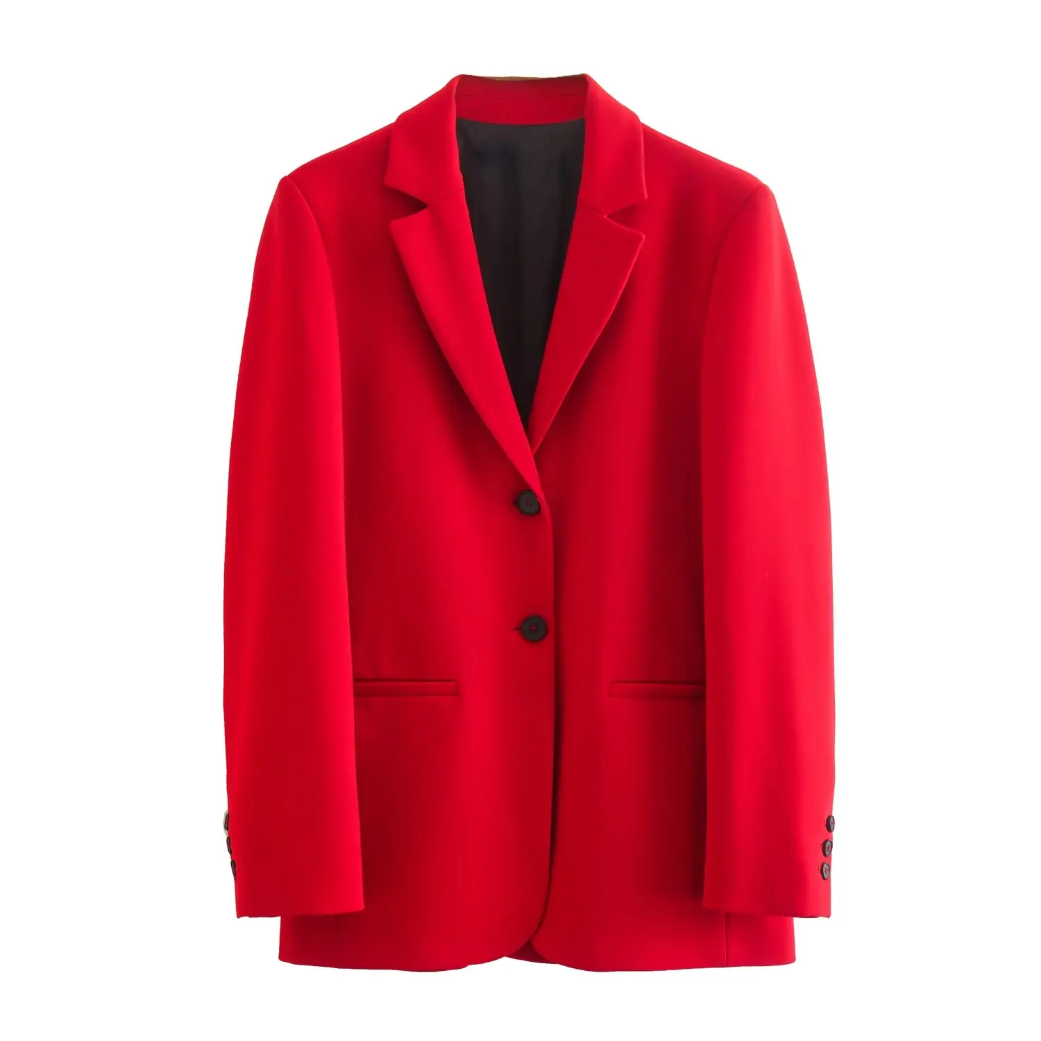 

WOMEN TRAF NEW 2022 Jackets Long Sleeve Lapel Button Pocket Slim Coat Solid Bright Outerwearer Tops Female's Coats suit Blazer